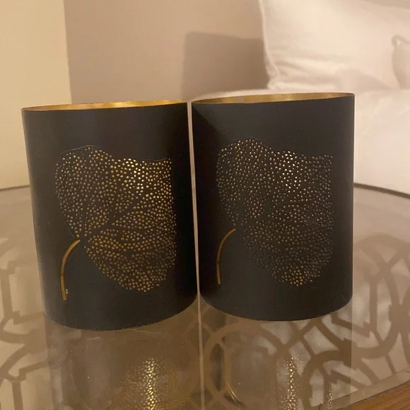 Crate and barrel leaf candle holders set - Picture 2 of 4